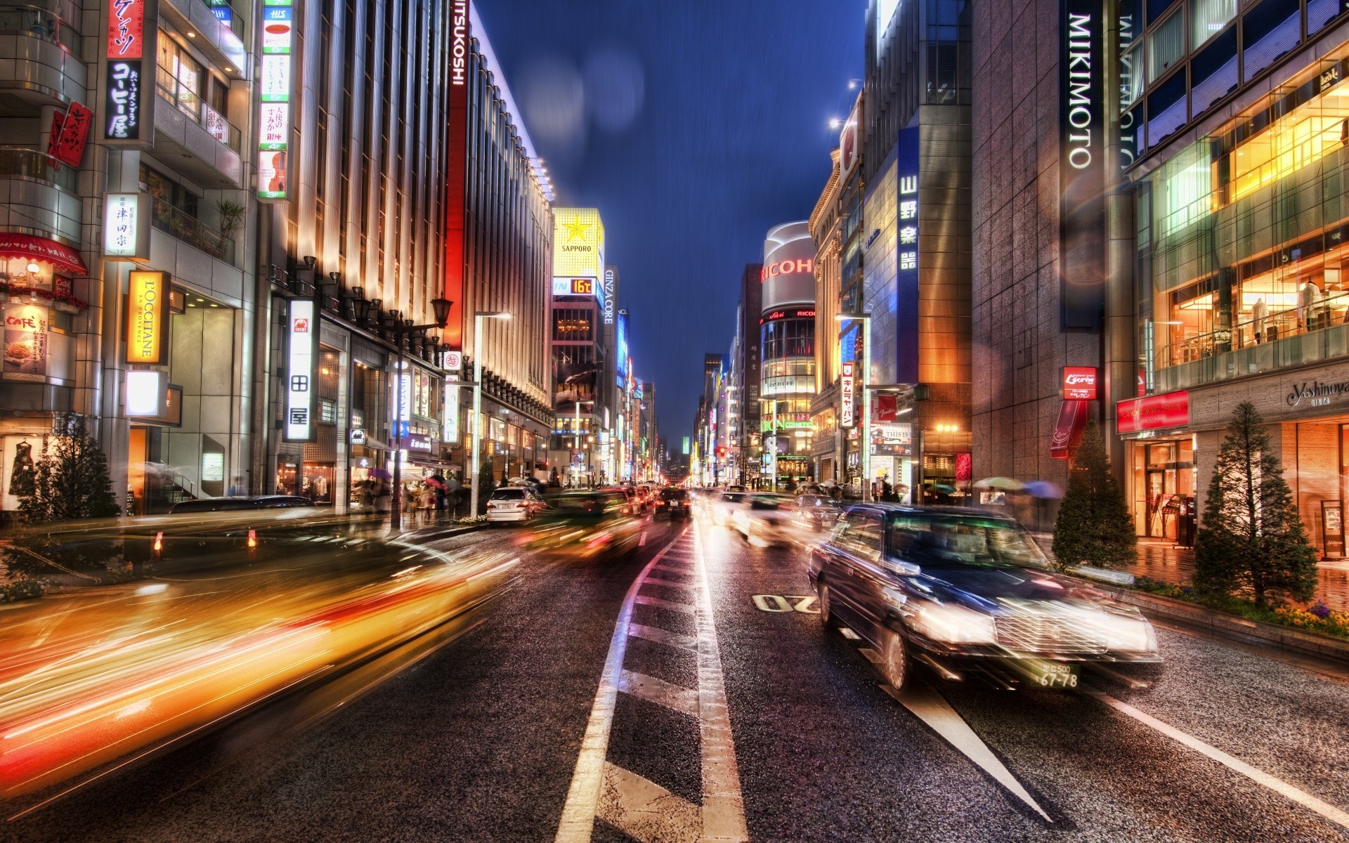 asia street city road traffic urban travel car transportation system downtown business neon bus blur avenue evening