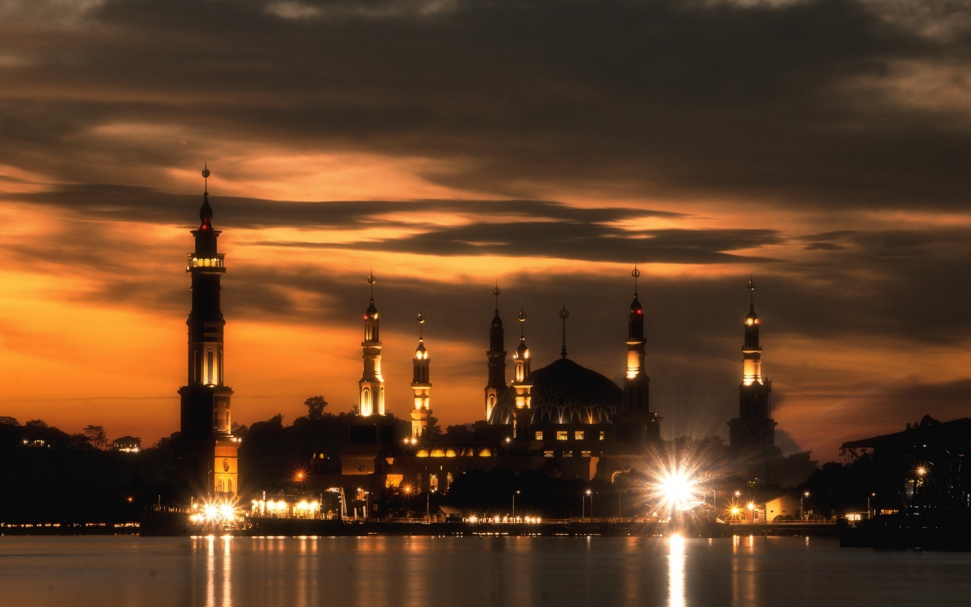 asia sunset dusk architecture evening water sky dawn river city travel tower building reflection bridge