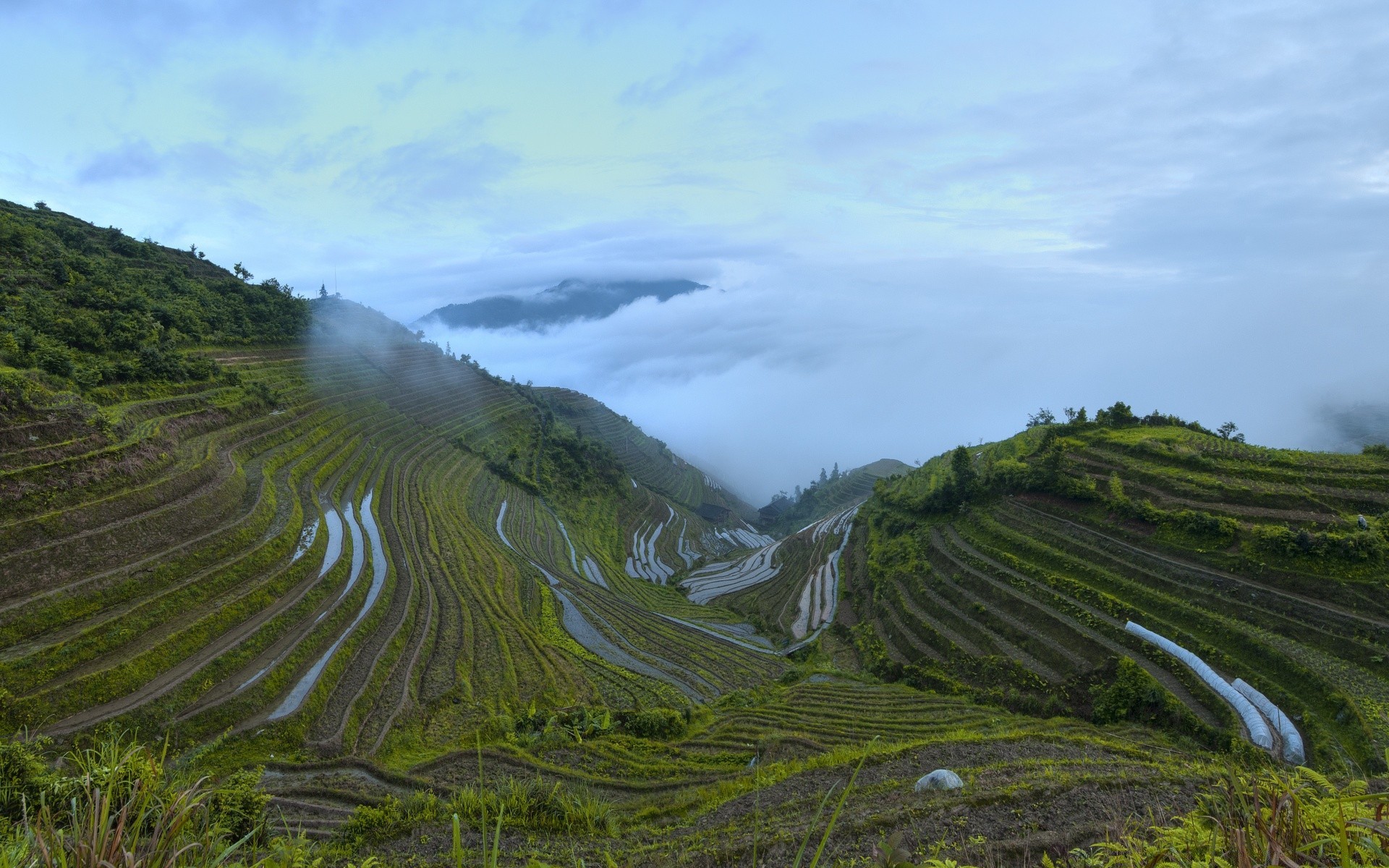 asia landscape travel nature mountain outdoors valley hill sky cropland scenic grass water countryside agriculture rural