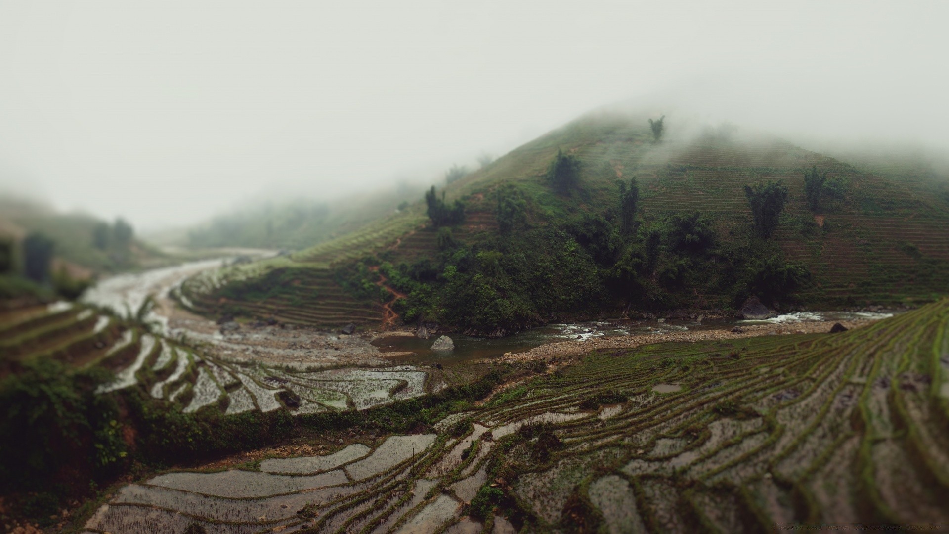 asien landschaft reisen bebautes land natur nebel berge landwirtschaft straße hügel bauernhof baum himmel tal landschaft feld im freien wasser ländlichen nebel