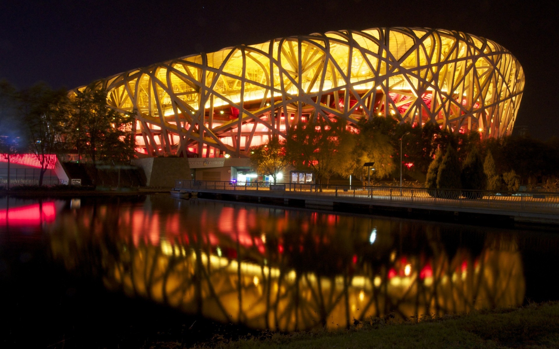 asia bridge evening light festival city reflection travel water river urban architecture park illuminated blur dusk building landscape street sunset