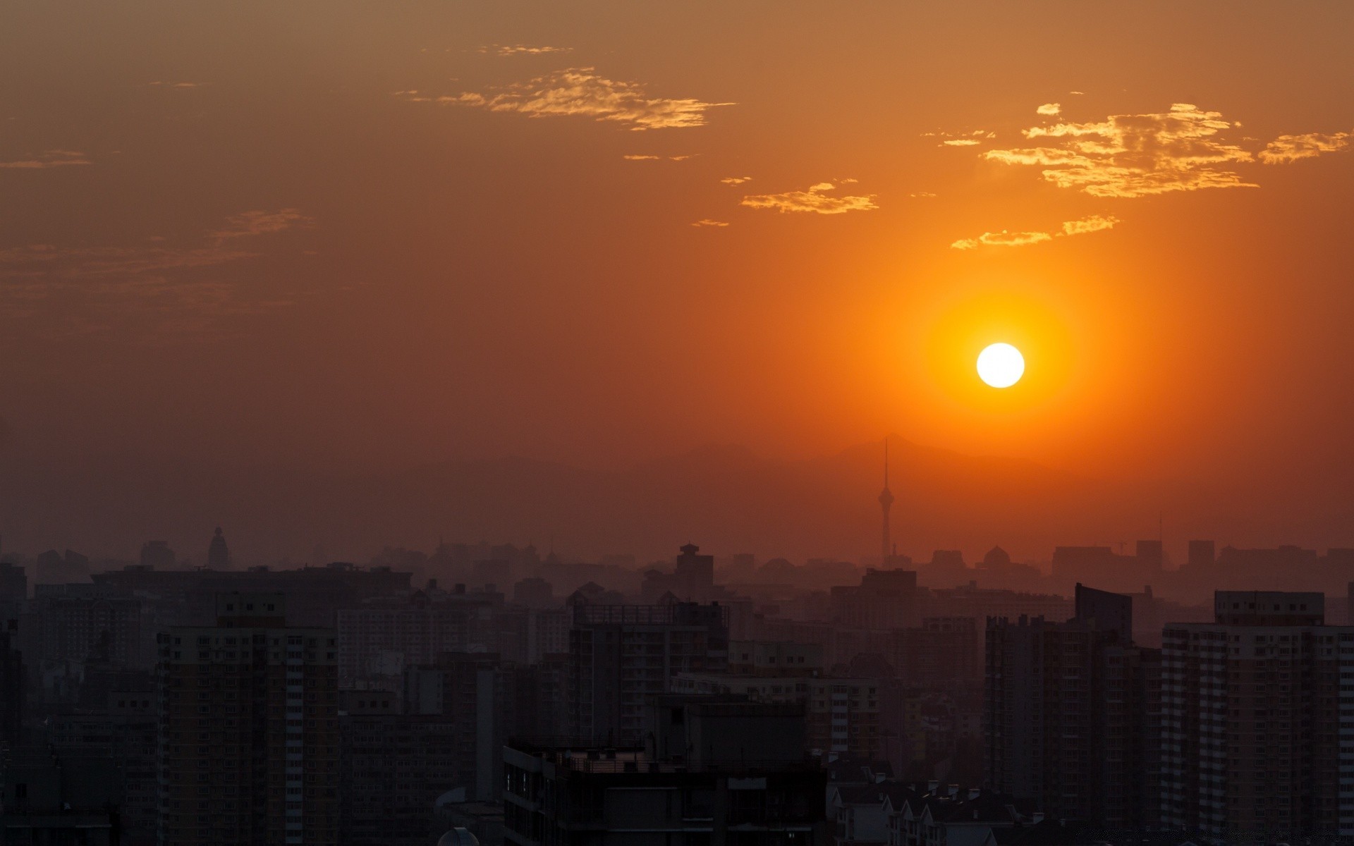 asia sunset dawn evening sun city dusk sky skyline travel cityscape light fog landscape outdoors silhouette architecture water