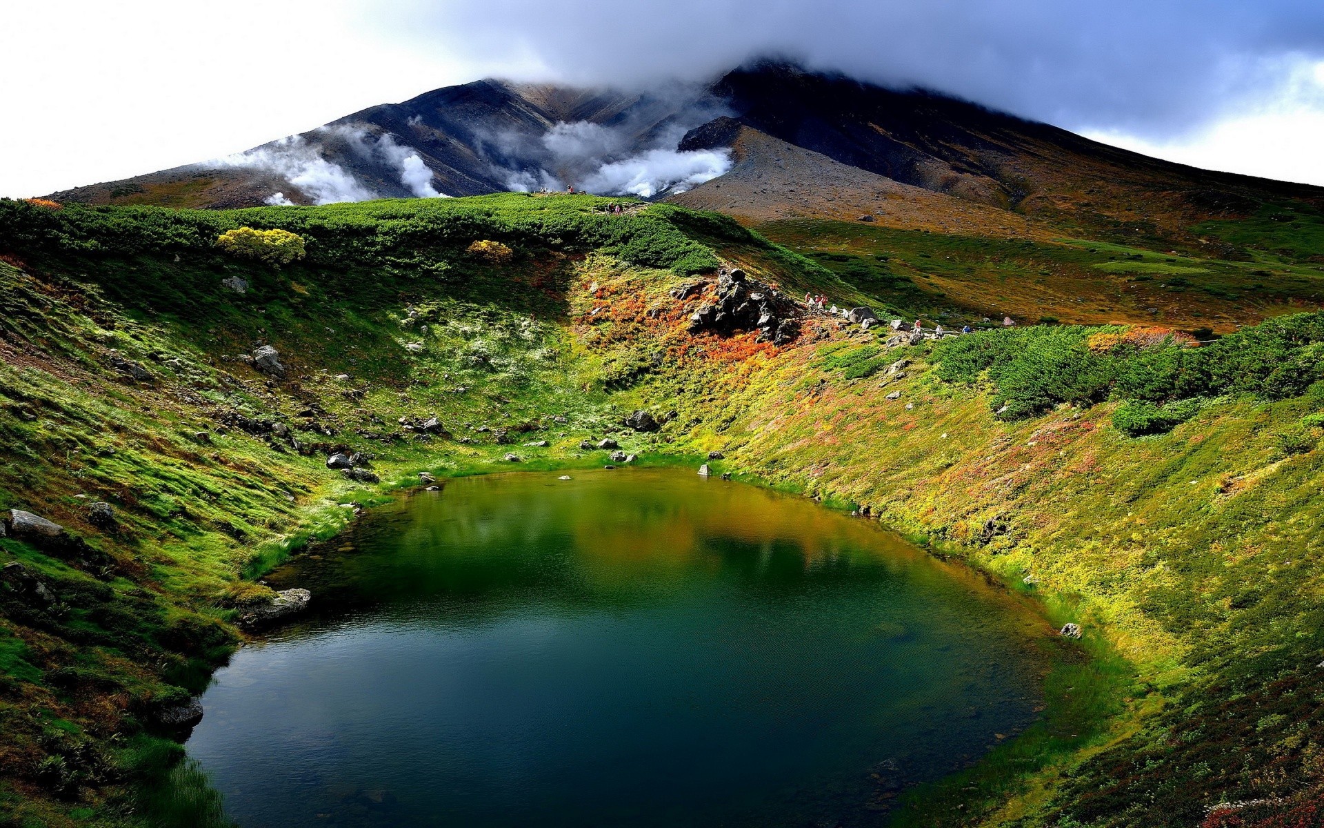 asia agua paisaje viajes naturaleza volcán al aire libre niebla cielo lago montañas niebla río