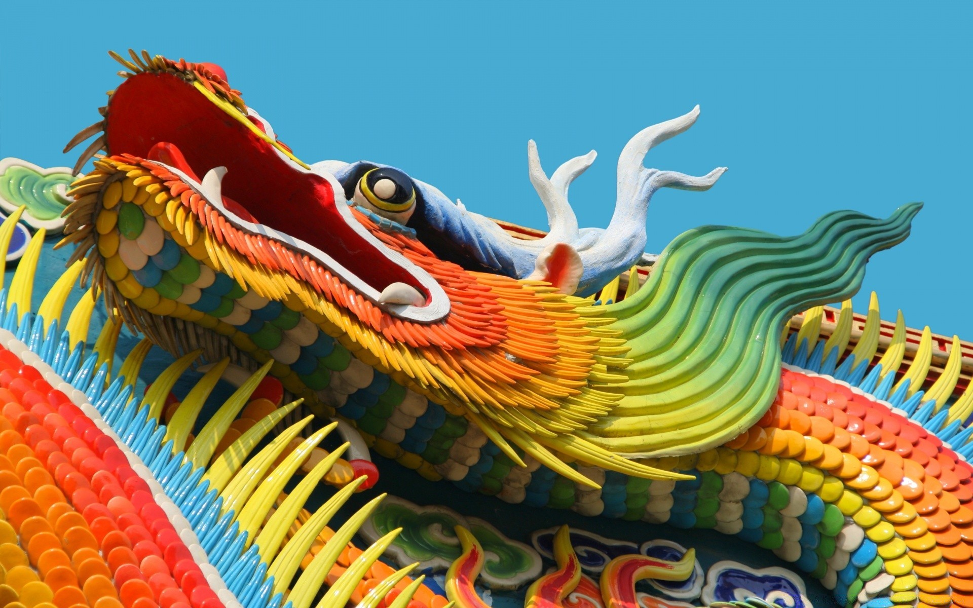 asie couleur festival bureau bigarré culture dragon traditionnel sculpture art religion lumineux décoration design