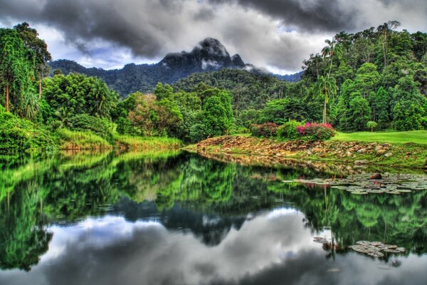 Thunderclouds over the water surface