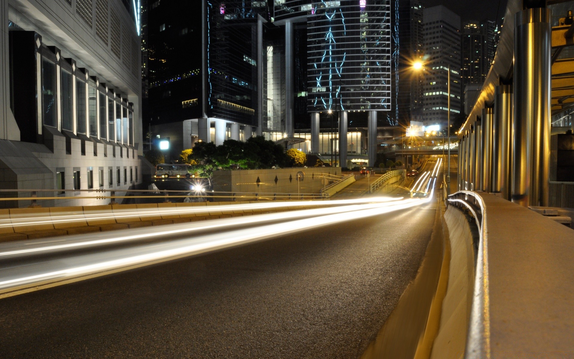 asia road transportation system car traffic street city blur urban light downtown business building travel modern bus highway motion architecture skyscraper