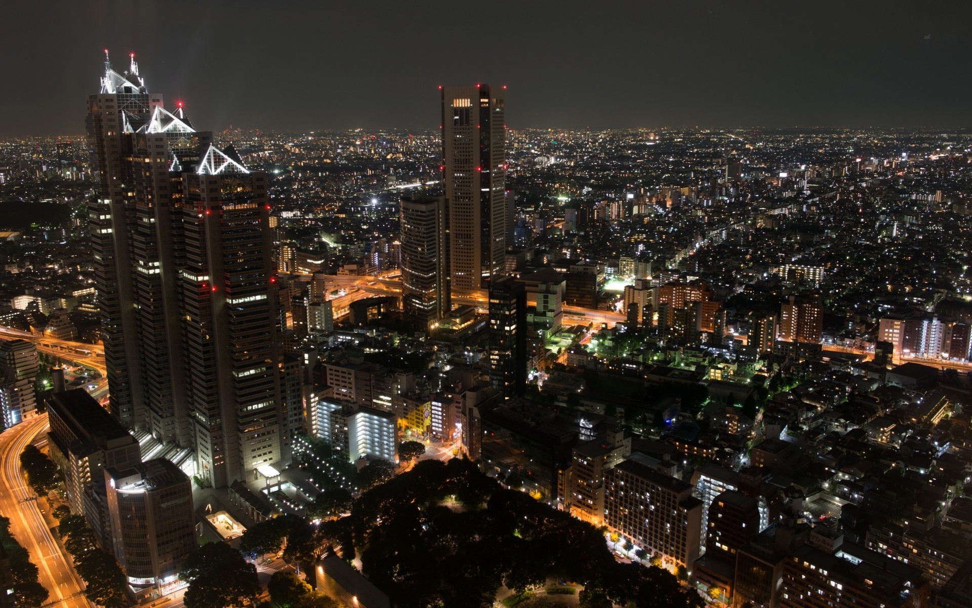 asia city cityscape skyscraper travel skyline building dusk downtown evening architecture urban business road light traffic bridge