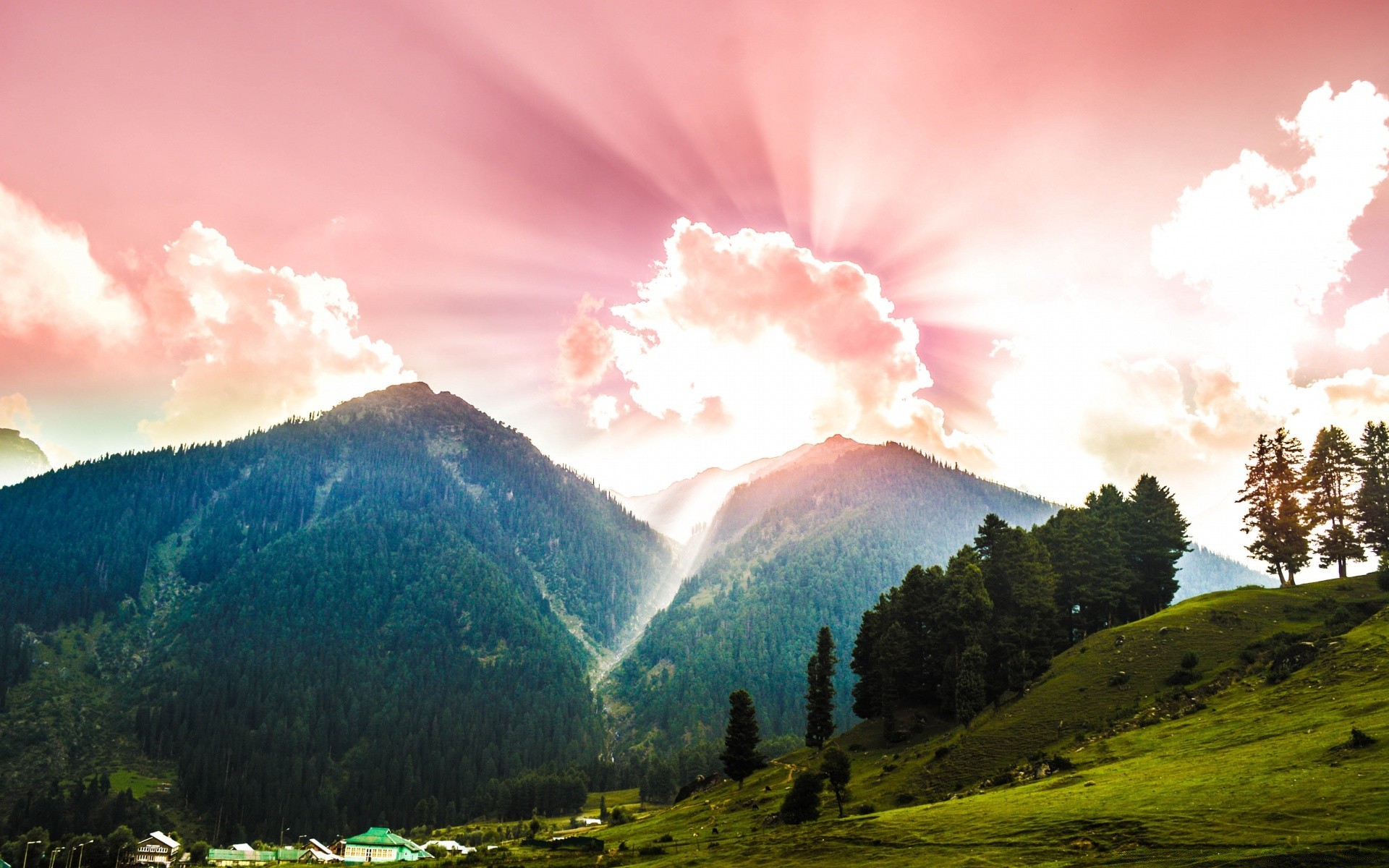 asien berge landschaft natur reisen himmel im freien holz holz sonnenuntergang dämmerung licht nebel wasser abend gutes wetter sommer