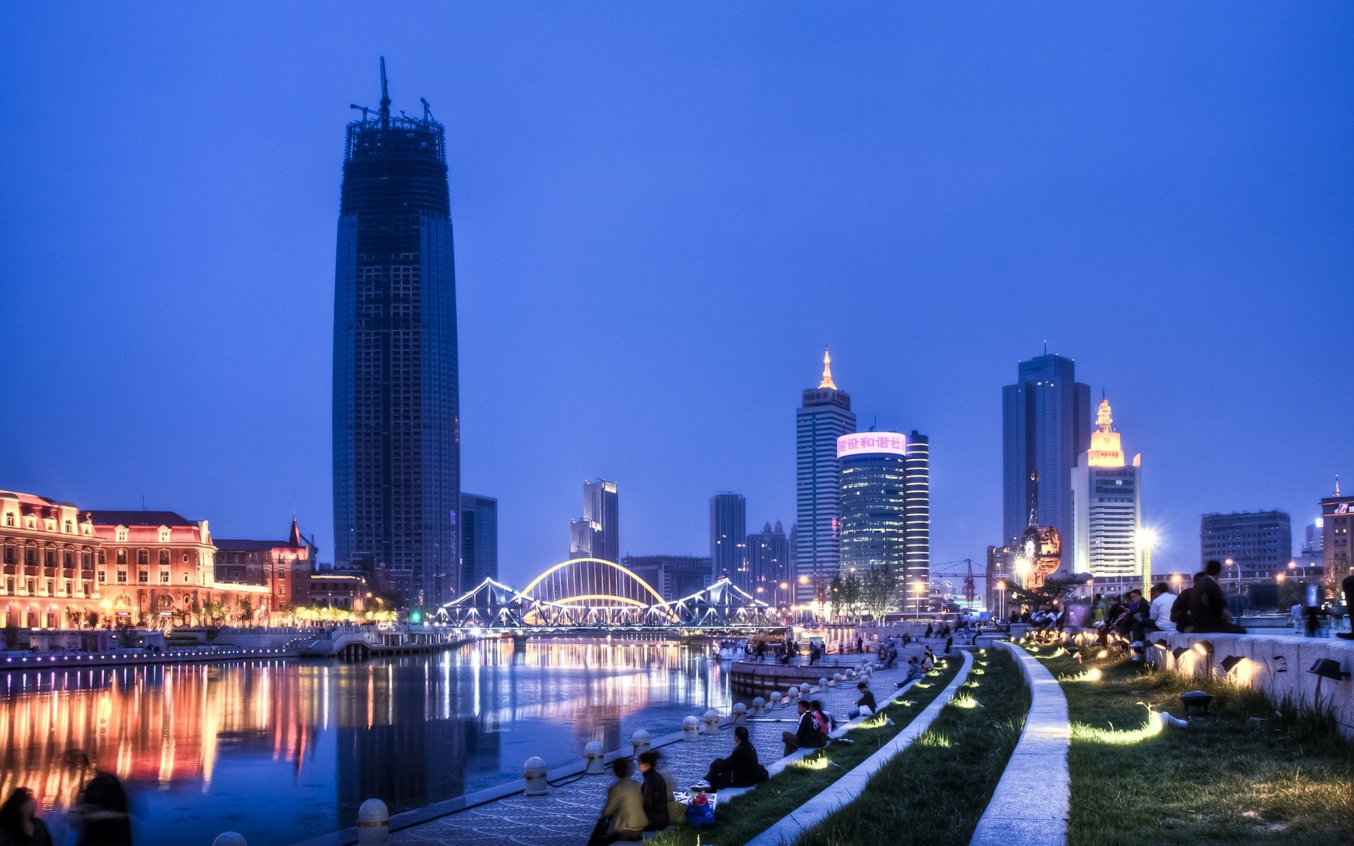 asien architektur stadt reisen wolkenkratzer skyline dämmerung stadt haus wasser fluss stadtzentrum himmel uferpromenade im freien abend geschäft büro städtisch sonnenuntergang