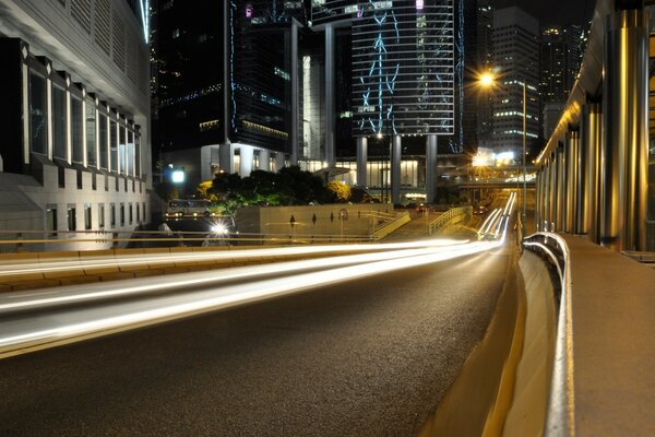 Night illuminated highway in the city