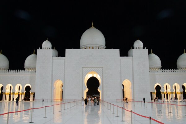 White temple on a black background