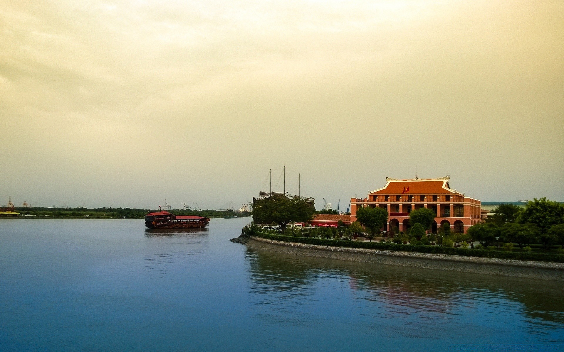 asia acqua fiume lago riflessione all aperto viaggi architettura albero moto d acqua canale luce del giorno tramonto auto casa casa alba