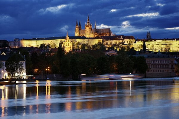 View of the river and the buildings reflected in it