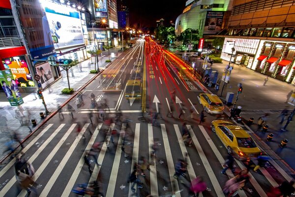 City traffic on the streets of Asia