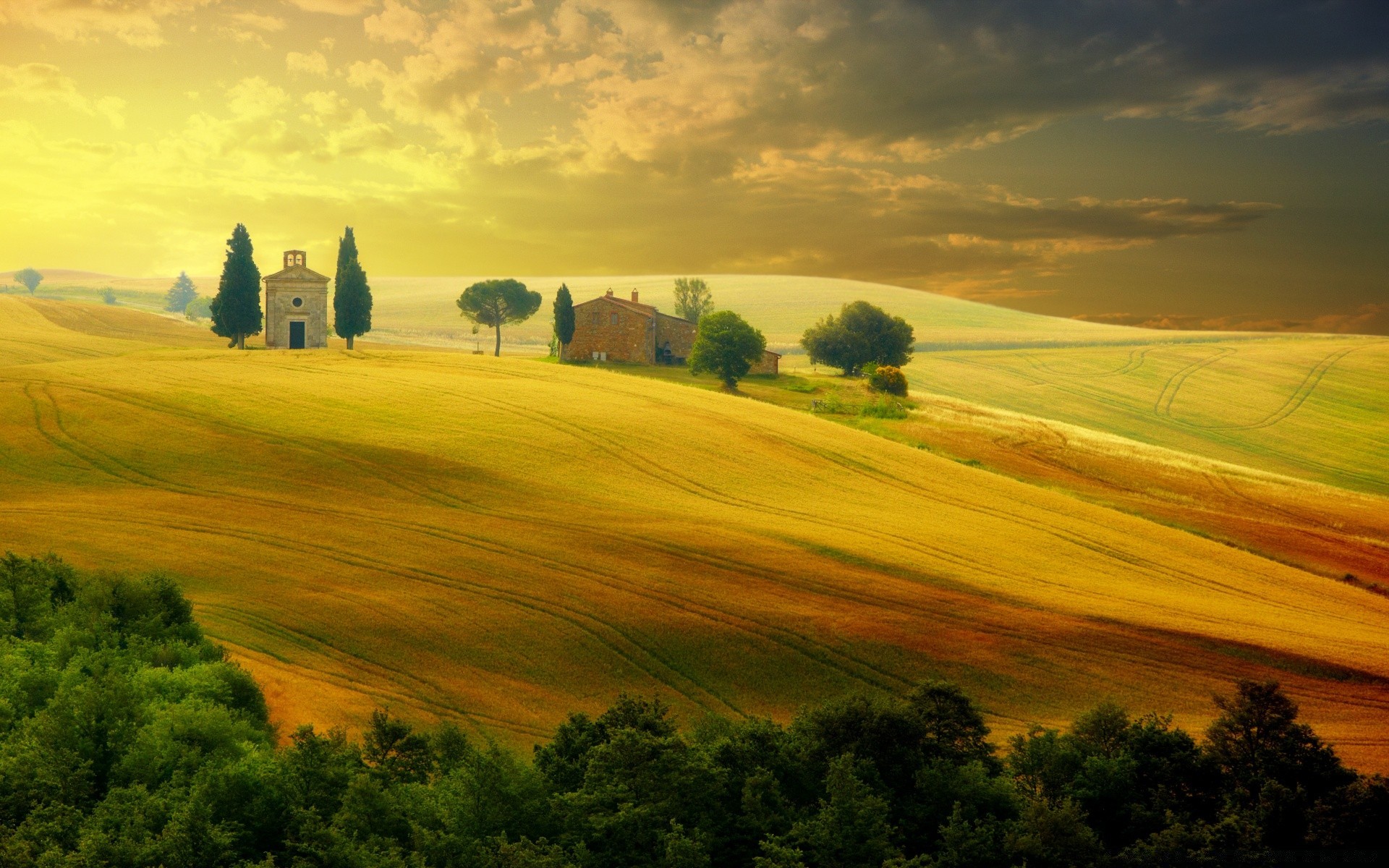 l europe paysage coucher de soleil la nature campagne en plein air ciel arbre rural été agriculture soir terres cultivées voyage aube pastorale herbe colline cyprès beau temps