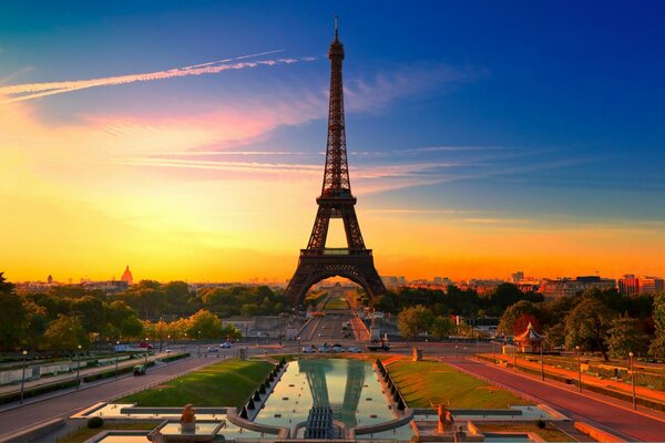 Sunset in the city of love. Paris