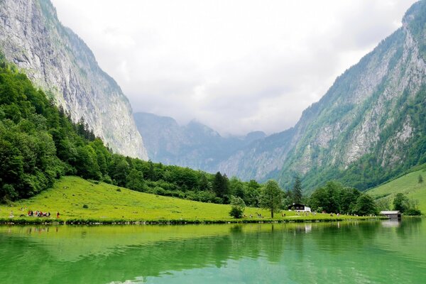 Beautiful mountains are hidden behind clouds