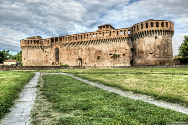 An ancient European castle and the road to it