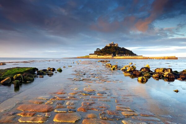 Rocky beach on the sea landscape