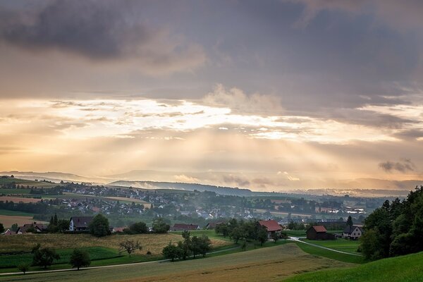 Picture unusual sky over the city