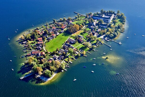 A residential island in the ocean