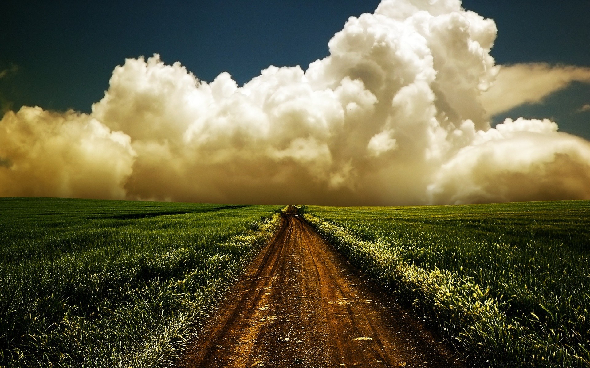 paysage ciel champ rural paysage nature soleil nuage campagne coucher de soleil pays herbe lumière nuageux aube dramatique perspective route tempête été