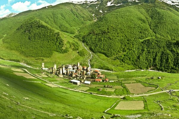 Green mountains. Bright landscape, mountains