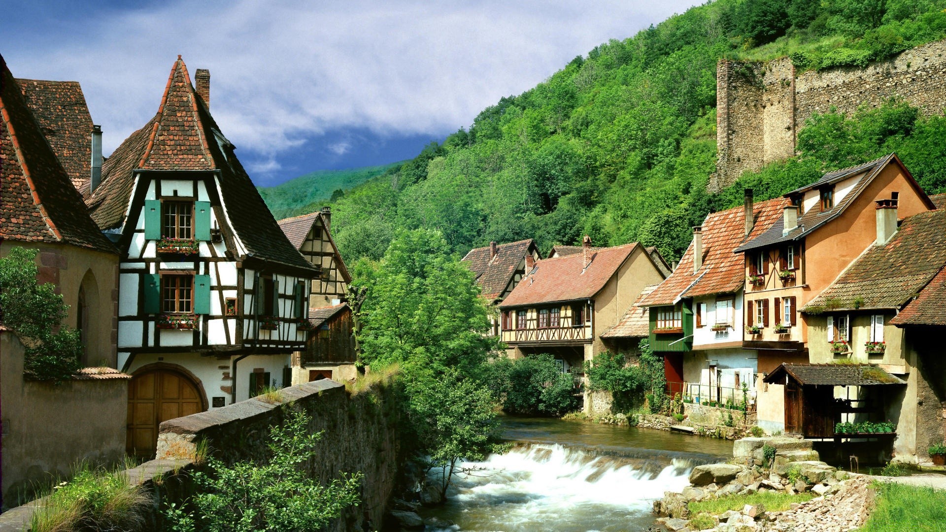 europe architecture travel house building old wood outdoors water river traditional summer tourism nature sky scenic home tree ancient landscape