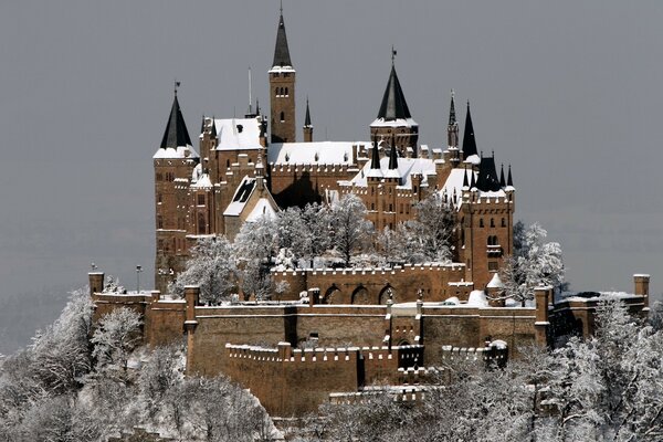 Castle snow zamog in the snow