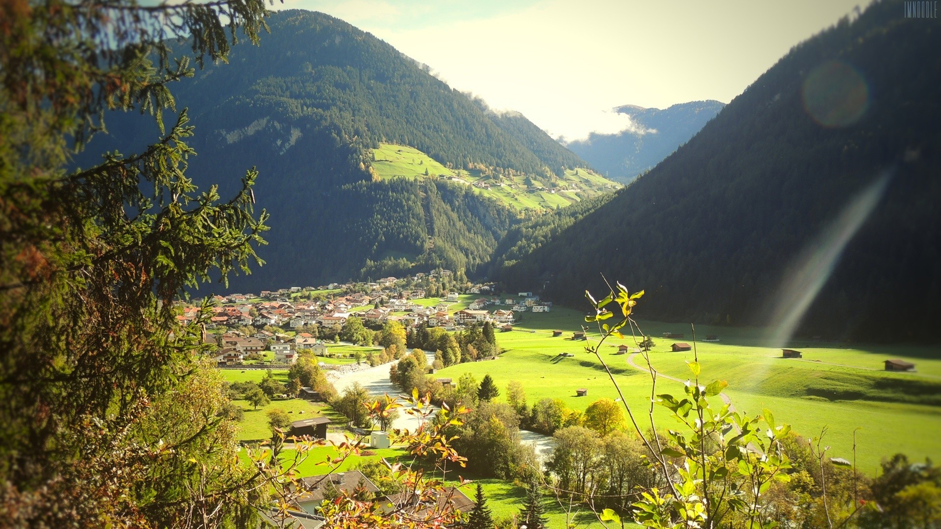 europe mountain landscape nature outdoors travel water tree wood valley scenic hill fall river sky summer grass daylight