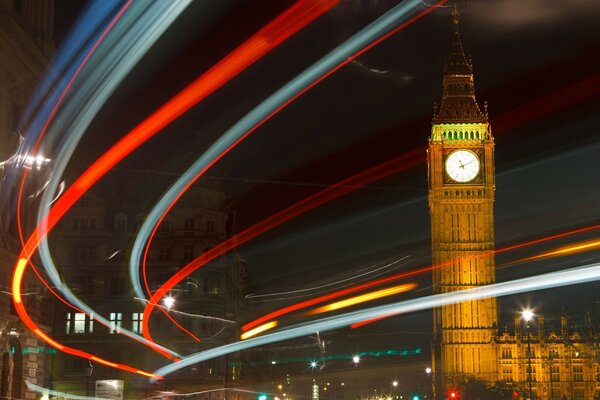 Blurred highlights of light on a dark background