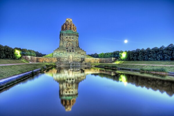 Unusual beauty of architecture with water reflection