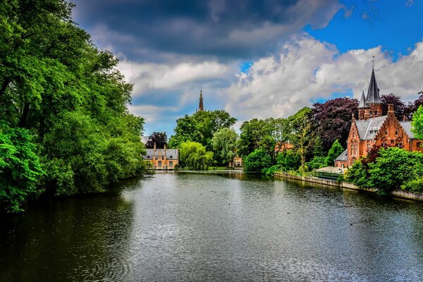 European river with a castle on the shore