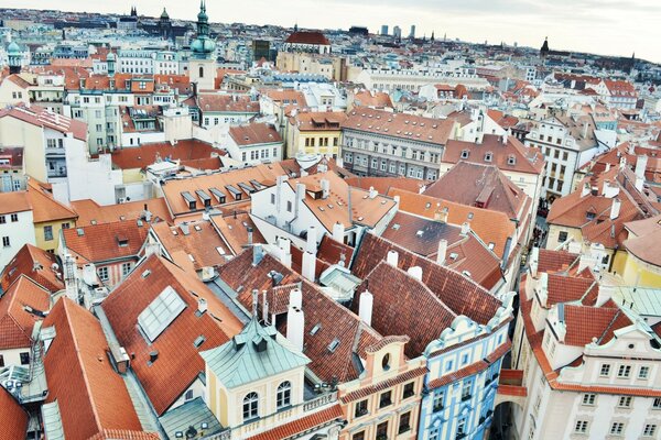 View of the roofs of the city in Europe