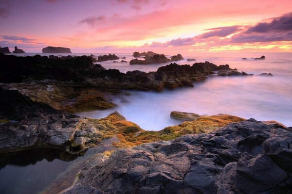 Colorful sunset on the seashore