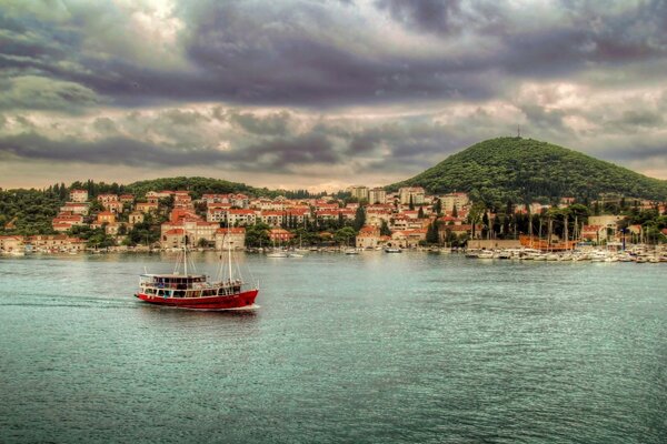 The sea at the ancient Mediterranean town