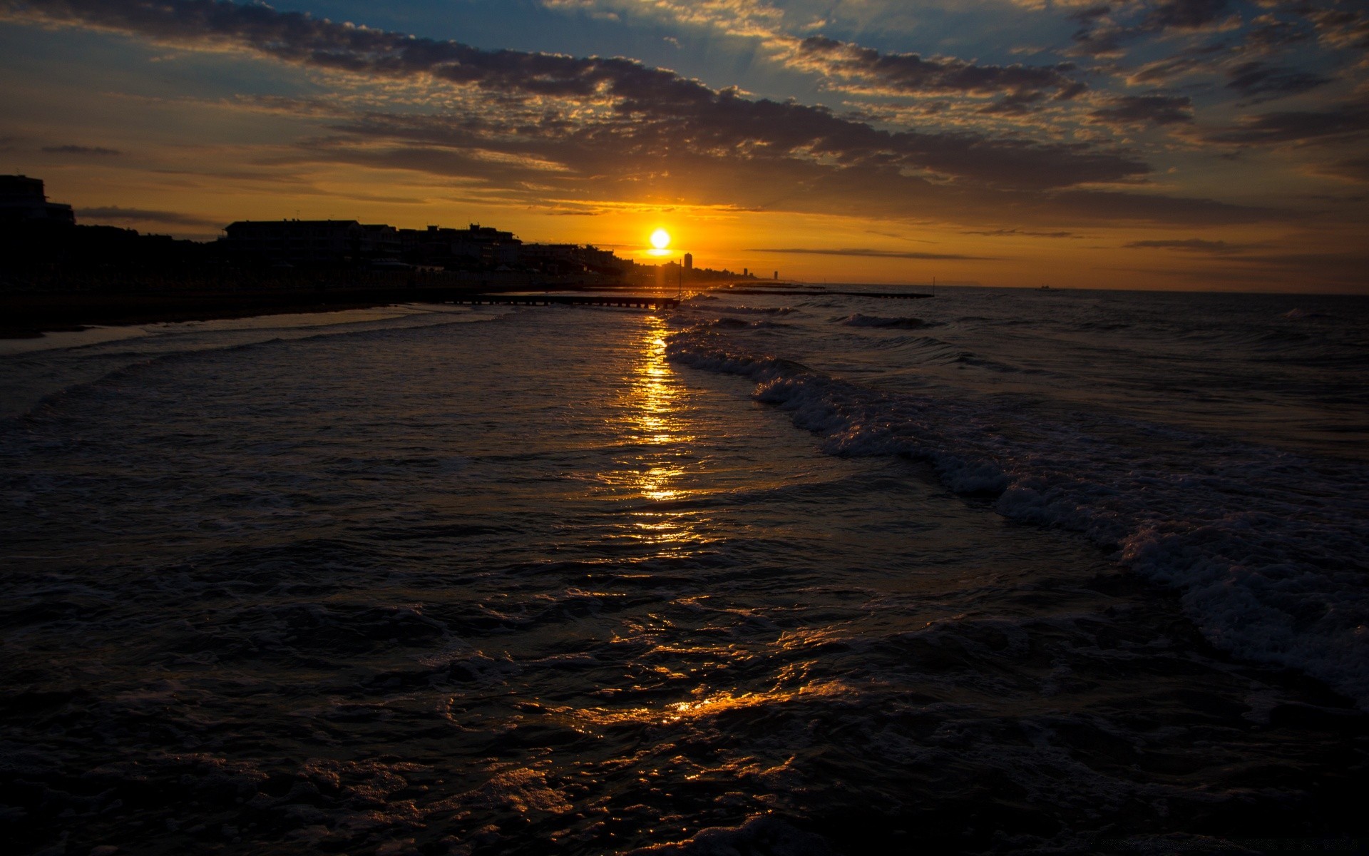 europe sunset water dawn beach evening dusk sea ocean sun landscape seascape reflection seashore sky lake