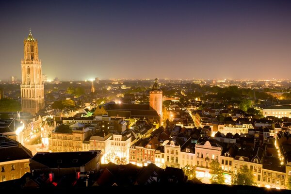 Europe du soir dans les lumières, vue de dessus