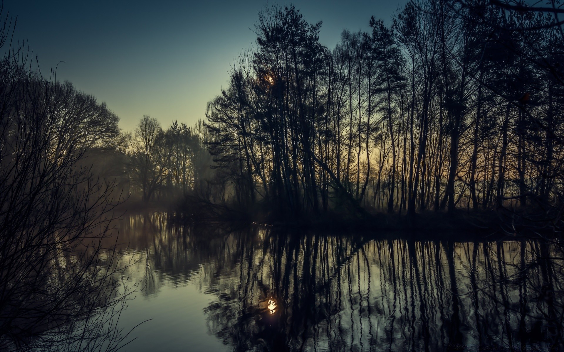 europe tree reflection dawn landscape lake water nature sunset wood sun river evening light sky fair weather outdoors park silhouette