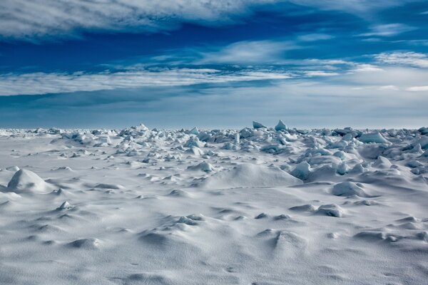 Cold winter, snow and ice floes