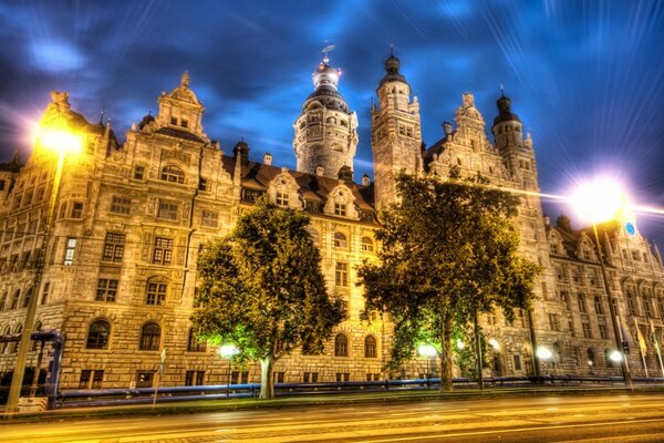 Illuminated medieval Castle in Europe