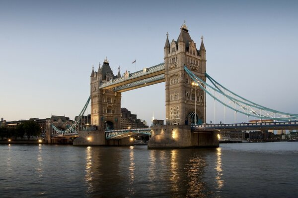 The bridge on the river is an unusual architecture