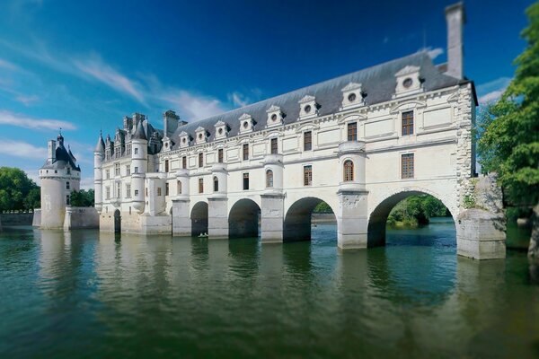 An unusual architectural building in the water in Europe