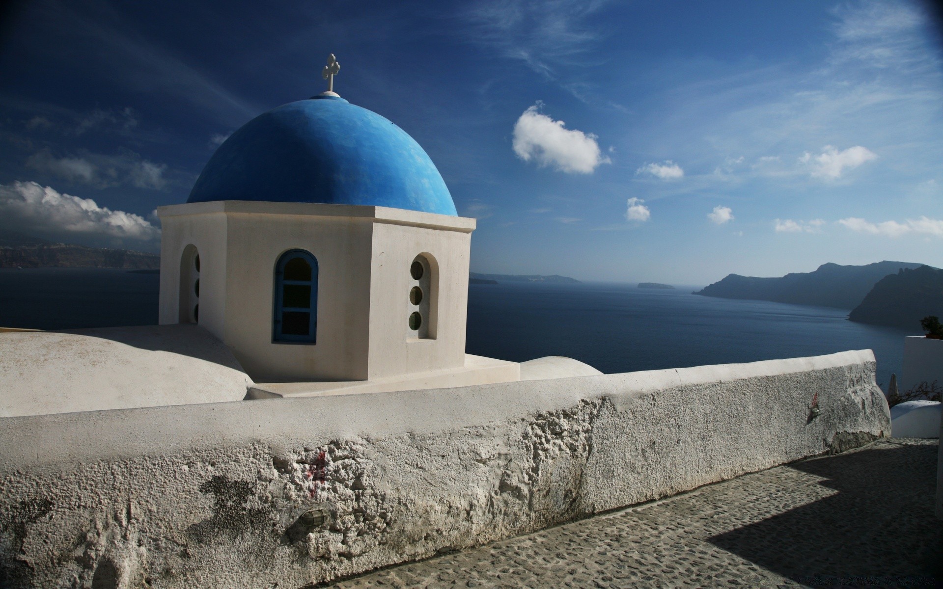 europa architektura podróże niebo na zewnątrz religia kościół morze kaldera wody