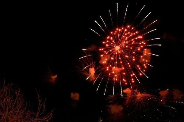 Feuerwerkslichter am Nachthimmel