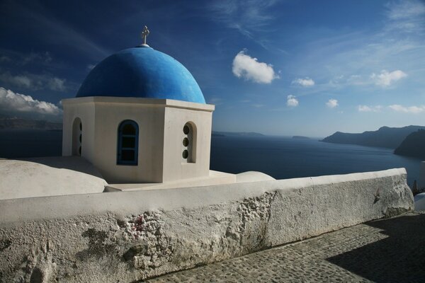 Beautiful architecture on the background of the blue sea