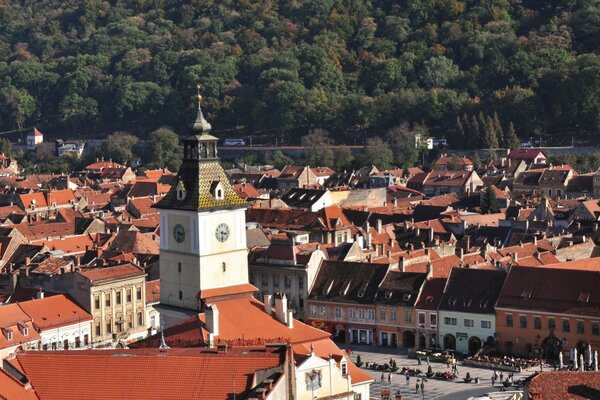 Telhado de casas, cidade da Europa