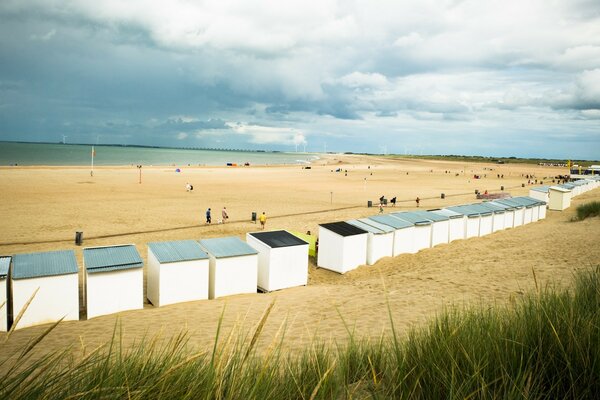 Big sandy beach before the storm