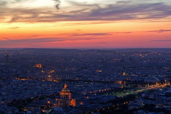 Beau coucher de soleil, vue de l avion