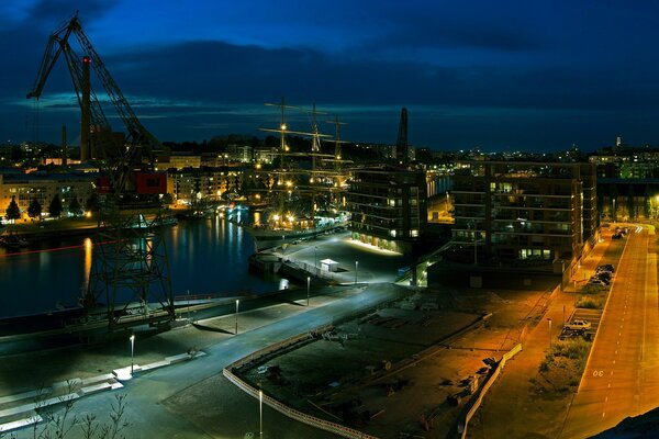 Coastal industrial city by the sea